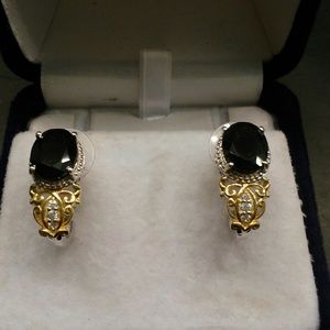 8.75ctw Genuine Black Tourmaline 14k/925 Earrings